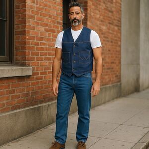 Vintage Wrangler Western Cowboy Cut Vest Jacket Blue Jean Denim NEW TAGS